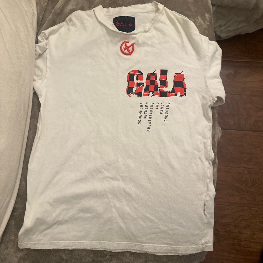 Gala original streetwear distressed white red and black tshirt